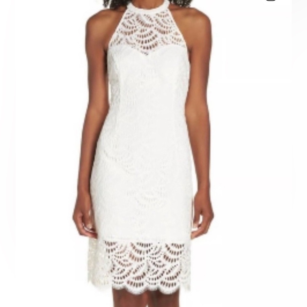 Kenna high neck Elegant White Lace Halter Dress Lilly Pulitzer Wedding White 4